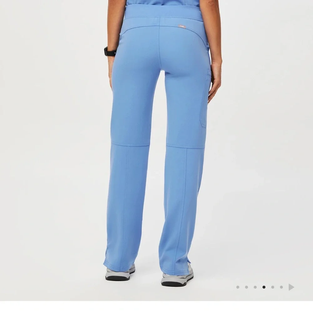 Figs Kate Cargo Women's Light Blue Straight Leg Scrub Pants - Picture 4 of 5